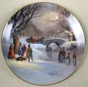 1987 Lloyd Garrison “HOLIDAY SKATERS” W.S. George, Christmas Plate, w/Box & COA