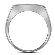 14k White Gold Round Diamond Rectangle Cluster Band Ring 1/3 Cttw