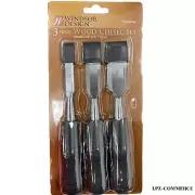 Brand New 3 Pc WOOD CHISEL SET With Clear PVC Handle Woodworking