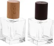 WOONEKY 2 Pcs Refillable Spray Bottles Portable Glass Perfume Atomizer with Elegant Wood Caps for Travel and Daily Use Compact and Lightweight Design