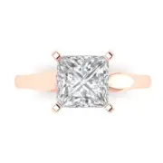 14K Rose Gold Solitaire Promise Ring, 2.5 ct Princess Cut Simulated Diamond