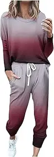 [Olivcker] Sweat Suit for Women 2 Piece Set Long Sleeve Pullover Sweatshirt Baggy Sweatpants Sets Pockets Oversized Tracksuits