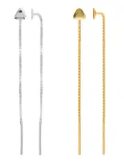 Sterling Silver Long Studs Pull Through Threader Earrings for Gluing 4841 4mm