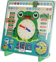 BESPORTBLE Wooden Clock Toy Frog Shape Boys and Girls Learning Clock Date Educational Toy for Toddlers Classroom