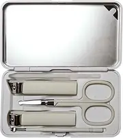 Sun&Beam Nails Nail Clippers Glass Nail File Scissors Mirror Ear Pick 6-Pcs Set Nail Care Set for Hands and Feet Anti-Splash Anti-Slip Portable with Storage Box White