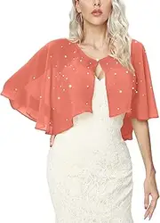 [Heersan] Women's Bolero Shrug Summer Chiffon Pearl Cropped Cardigans Tops UK Shawl Going Out Tops Thin Bolero Cardigans UK