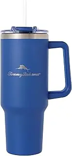 [Tommy Bahama] Vacuum Insulated Water Bottle with Straw - Double-Wall Stainless Steel, BPA Free, Keep Drinks Warm for 6 Hours or Cold for 12 Hours - Americana Navy, 40oz