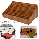 24/48 GRID WOODEN MOBILE PHONE STORAGE BOX DESKTOP ORGANIZER