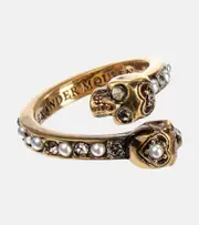 [McQueen] McQueen Embellished brass ring L 1/2 metallic