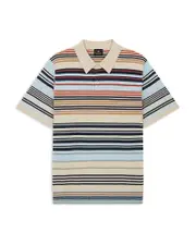 Ps Paul Smith Striped Merino Wool Knit Polo Shirt Large