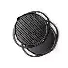 Cast Iron 2 in 1 Grill and Griddle Pan Iron Tava 30cm Black.