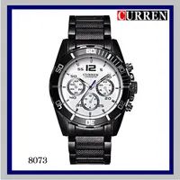 在飛比找蝦皮購物優惠-CURREN卡瑞恩黑鋼三眼造型石英腕錶◆地球儀鐘錶◆摩砂質感