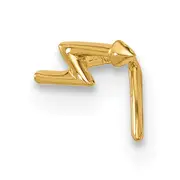 14K Yellow Gold 22 Gauge Lightning Bolt Nose Stud