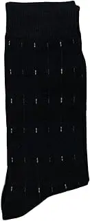 [pants & sox] Mens 4 Pairs Premium Cotton Business Crew Socks Size 6-11 Black Pattern 1
