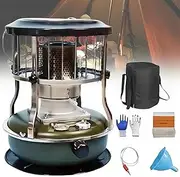 2 in 1 Kerosene Heater,4.5L Camping Heater(Lasts 18-20h), Adjustable Paraffin Heater for Home Indoor with Wick（7800-10000BTU/H）/Portable Handle, for Boiling Water Heating Cooking Green