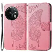For OnePlus 11 5G PU Leather Shockproof Phone Case Imprinted Butterfly Flip Stand Wallet Cover
