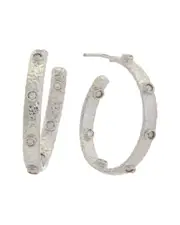Meshmerise 18K Over Silver 0.20 ct. tw. Diamond Hammered Hoops