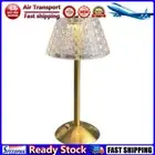 LF# Crystal Table Lamp Metal Base Rechargeable Touch Bedside Lamp (Plaid Crystal