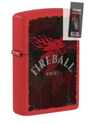 Zippo 49541 Fireball Whiskey Dragon Red Matte Lighter + FLINT PACK