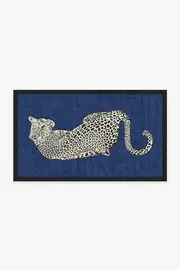 90' x 150' | Machine Washable Runner Rug | Kid & Pet Friendly | Indoor Rug | Snow Leopard Sapphire Rug by Jonathan Adler | Ruggable