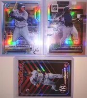 3 JASSON DOMINGUEZ BOWMAN CHROME REFRACTOR ROOKIE LOT NY YANKEES RC