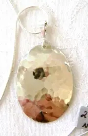 Artisan Hand-Hammered 925 Sterling Silver 2" Pendant on 18" Snake Chain Necklace