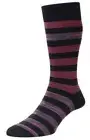 Pantherella Mens Rubra Block Stripe Space Dye Organic Cotton Socks - Navy/Pink