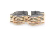 9 Piece Garden Lounge Set with Cushions Solid Pinewood vidaXL