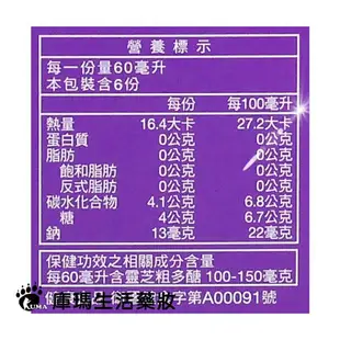 桂格 活靈芝滋補液 60ml*6入/盒 (4入)【庫瑪生活藥妝】