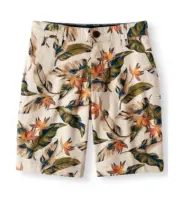 NWT New Boys Wonder Nation Flat Front Hawaiian Leaf Fall Beige Brown Shorts