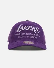 [MITCHELL & NESS] Mitchell & Ness Los Angeles Lakers 'Worldwide' Deadstock Corduroy Snapback Purple - Size ONE ONE Purple