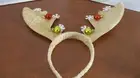 Light Brown Felt REINDEER ANTLERS HEADBAND w/ SNOWFLAKES & BELLS