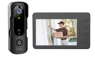 Video Doorbell Camera -Wireless 1080P HD Security with 4.3" Screen , No WiFi/...
