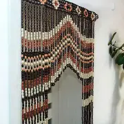 Wooden Beads Doorway Curtain, Beads, Strings, Boho, Door Curtain, 40 threads