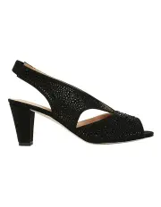 [Easy Steps] Angie Sandal Heel in Black Fabric