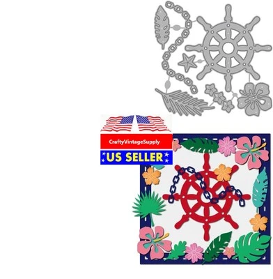 Ship boat nautical wheel flora metal craft die cut cutting paper machine cutter