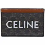 【CELINE】經典品牌字母LOGO印花帆布萬用卡夾(黃褐色10B702CLY.04LU)