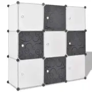 NNEVL Storage Cube Organiser with 9 Compartments Black and White
