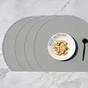 LONGFITE Thick Placemats Silicone Place Mats for Kids Non-Slip Table Mats, Pack of 4 (Gray)