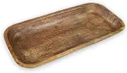Wooden Dough Bowl, Antique Reddish Vintage, Large Long Centerpiece Bowl, 19X8x3 inches. (Rustic Brown)