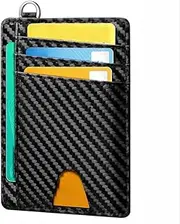 [Generic] Slim Minimalist Front Pocket Wallet, RFID Blocking Credit Card Holder Wallet with Detachable for Men Women (Black, 11.4 * 8 * 0.9cm)
