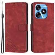 Protective Case for Transsion Tecno Spark 10 4G Skin-touch Stand Imprinted Lines Wallet Phone Cover