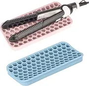 2 Pack Silicon Heat Resistant Mat for Hair Tools, Travel Hot Pad for Curling Iron Small, Non Slip Flat Iron Mat Pad, Thick Styling Tool Mat for Straightener Wands (Pink, Blue)
