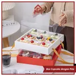 PUTIH MERAH UNISO CUPCAKE PUDDING BOX 蛋糕盒禮籃紅白雲母透明絲帶