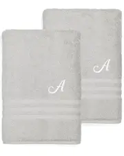 Linum Home Textiles Monogram Turkish Cotton 2pc Denzi Bath Towel Set (A-Z)