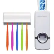 Press2Paste Automatic Toothpaste Dispenser 5 Toothbrush Holder Set Wall Mount