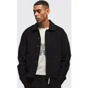 Mens Black Boxy Cord Jacket