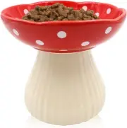 Ceramic Raised Cat Bowl, Wide Shallow Elevated Cat Bowls Whisker Friendly, Cute
