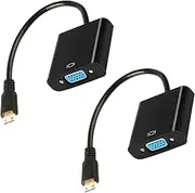 tunghey 2Pack Mini HDMI to VGA Adapter, Gold-Plated Mini HDMI to VGA Adapter (Male to Female) Compatible for Ultrabooks, notebooks, Tablets, Cameras and camcorders