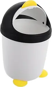 UPKOCH Mini Penguin Trash Can Lid 1.2l Small Desk Bin for Boys and Girls Bedroom Elegant Desk Waste Paper Basket